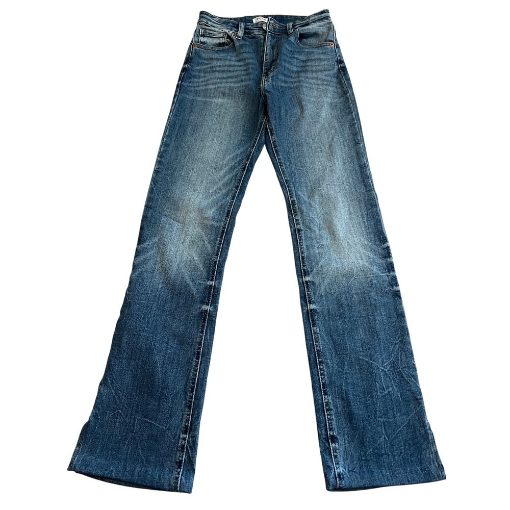 Artemis Vintage Jeans Womens 5/26 Relaxed Boot Cut Med Wash Fade Stretch Slit